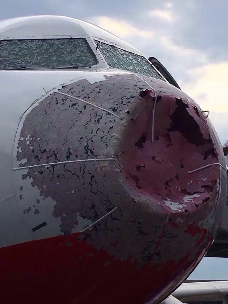 how does hail affect aircraft